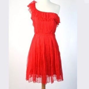 Kate Moss x Topshop Red One Shoulder Chiffon Dress